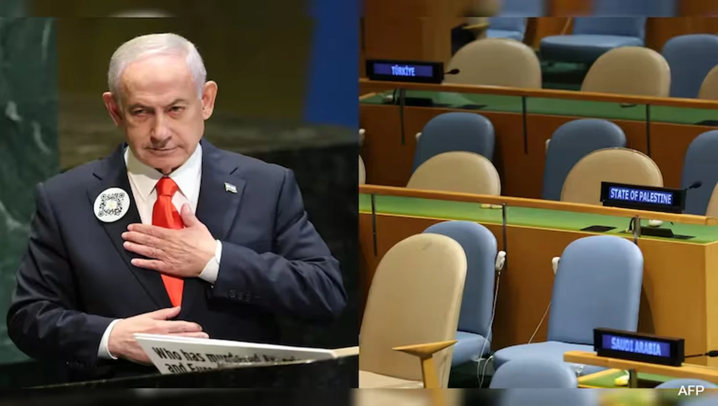 Netanyahu attacks Palestinian recognition as UN Delegates Walk Out In Protest