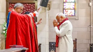 Indian Prime Minister Modi Attends Christmas Service in Delhi