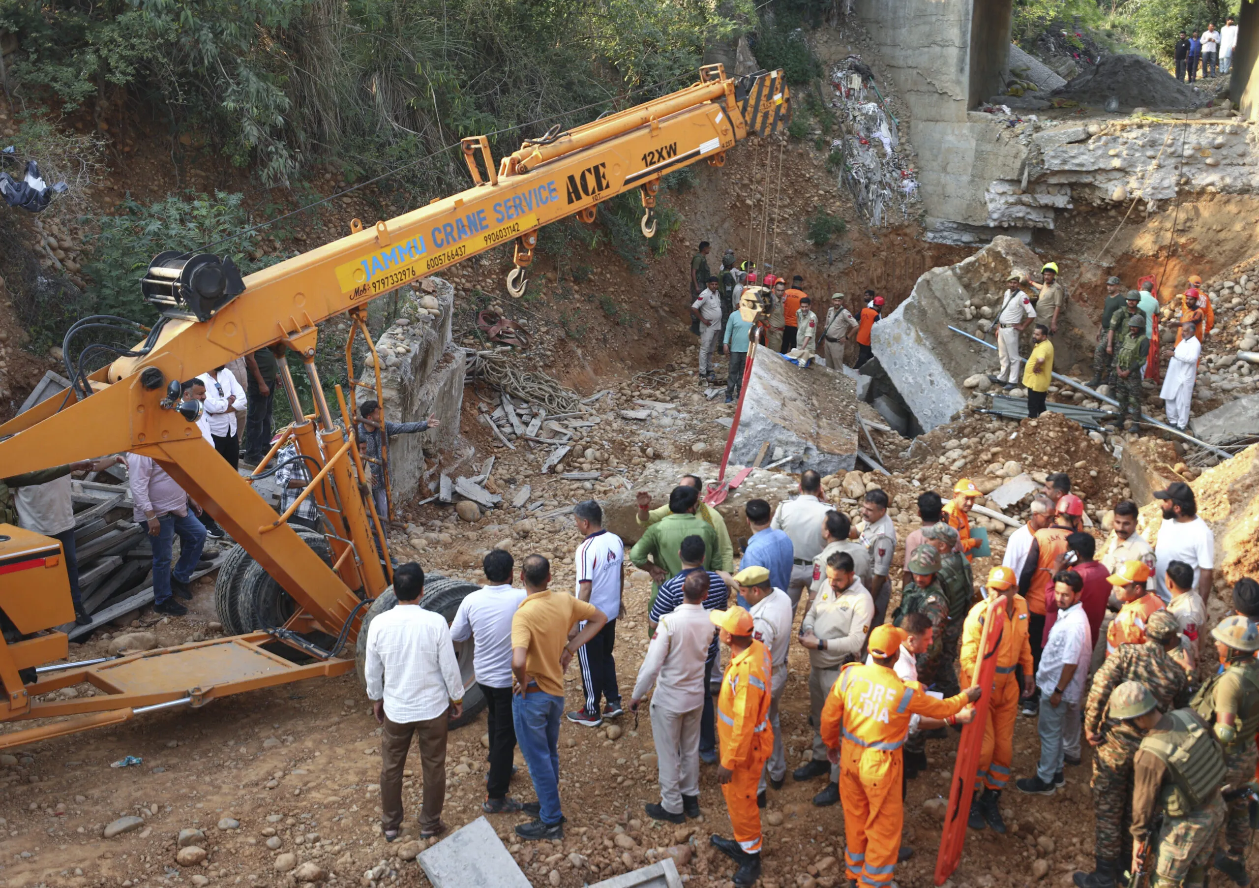 Portion of Bridge Collapses in Jammu; Rescue Operations Underway
