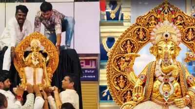 Hyderabad Introduces Gold-Plated Ganesh Idol Adorned with Diamonds