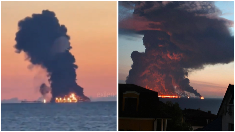 Ukrainian Drone Strike Engulfs Oil Tanker Off Russian Coast