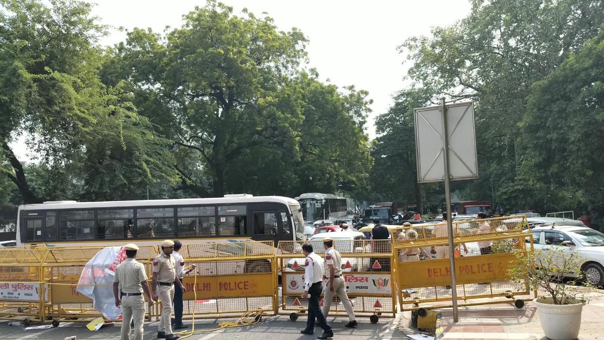 Violent Protests Erupt Near Akashwani Bhawan in New Delhi