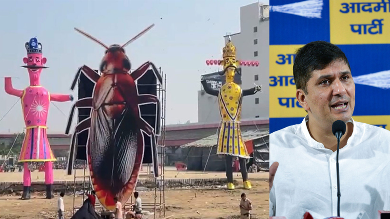 Delhi Leaders Clash Over Giant Cockroach Effigy Burning Incident