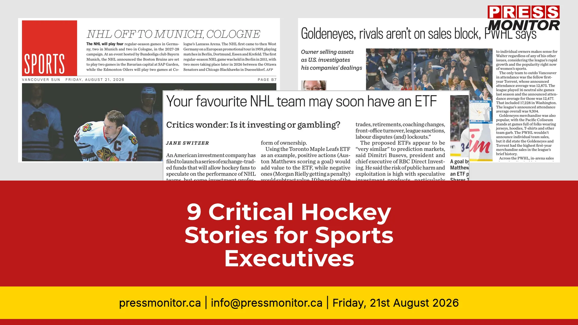 9 Critical Hockey Stories for Sports Executives