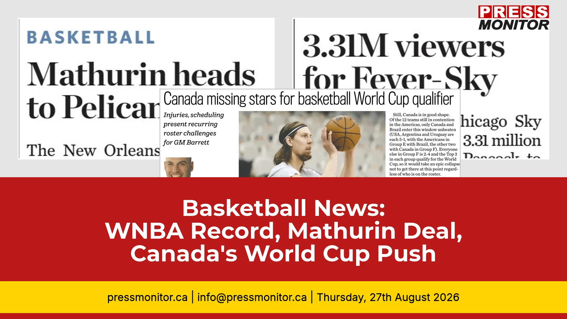 Basketball News: WNBA Record, Mathurin Deal, Canada's World Cup Push – Press Monitor Review