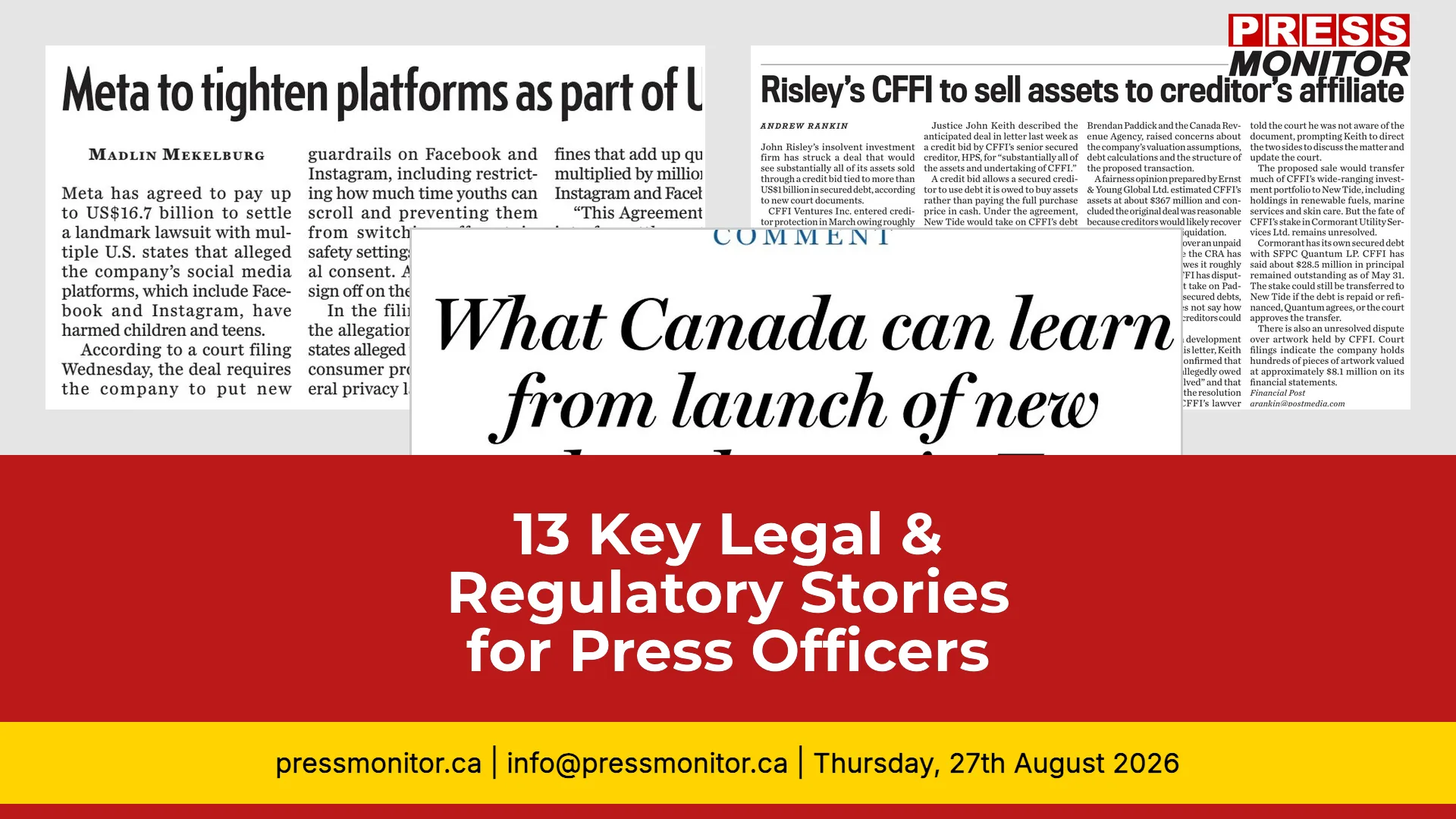 13 Key Legal & Regulatory Stories for Press Officers