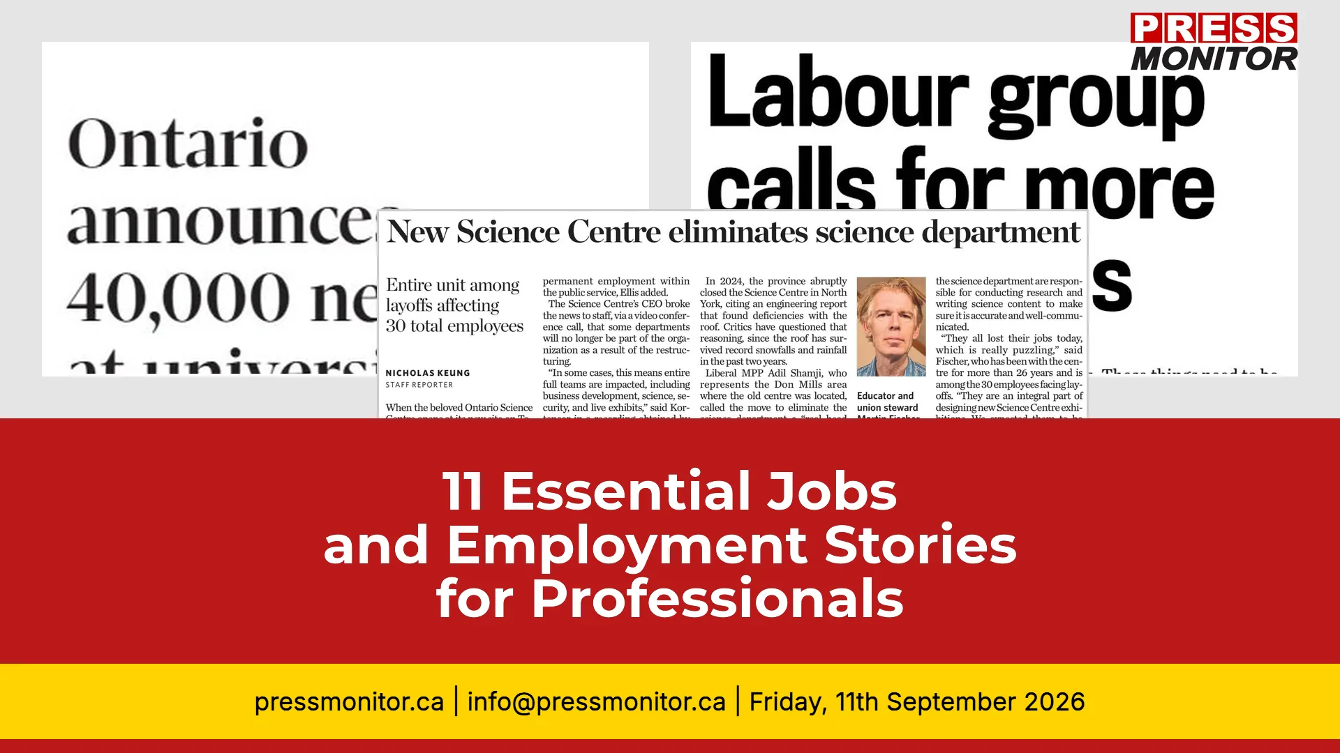 [11] Essential Jobs and Employment Stories for Professionals