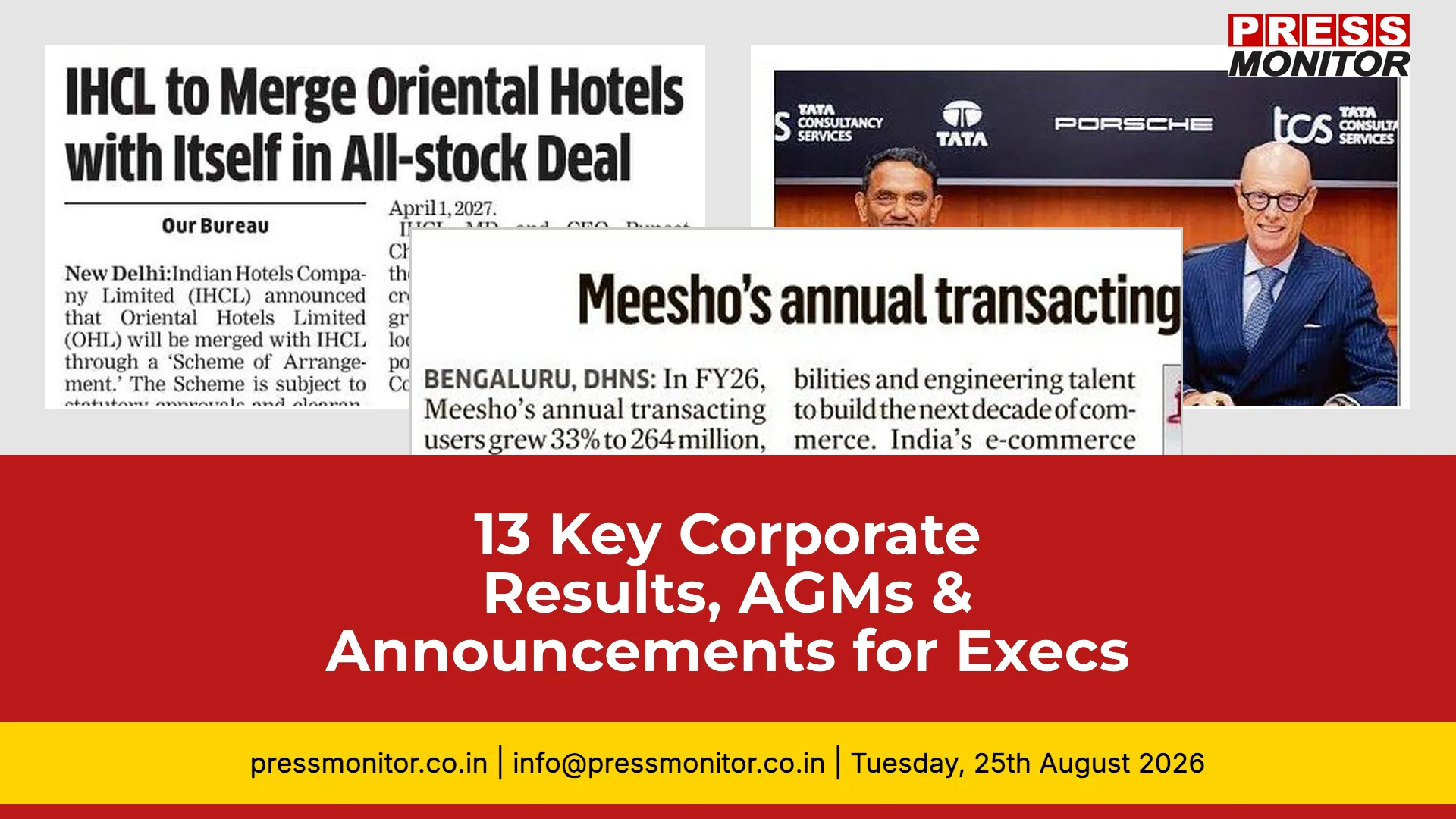 13 Key Corporate Results, AGMs & Announcements for Executives