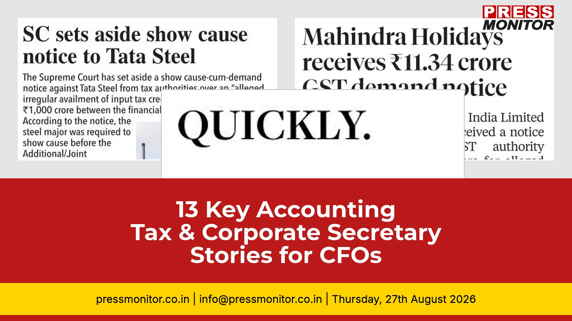 13 Key Accounting, Tax & Corporate Secretarial Stories for CFOs