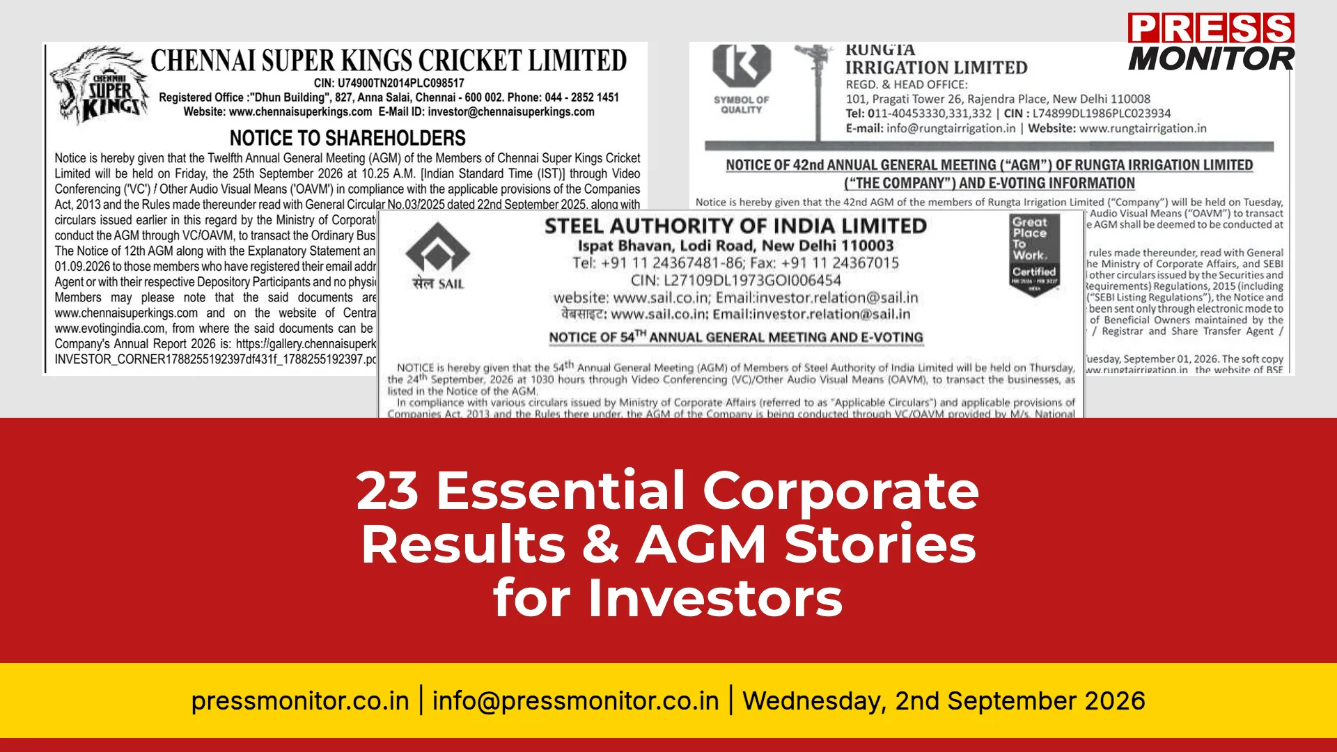 23 Essential Corporate Results & AGM Stories for Investors