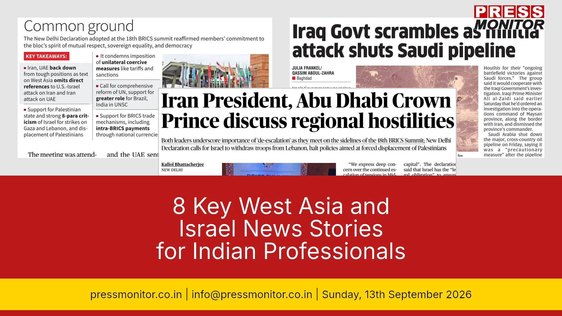 8 Key West Asia and Israel News Stories for Indian Professionals