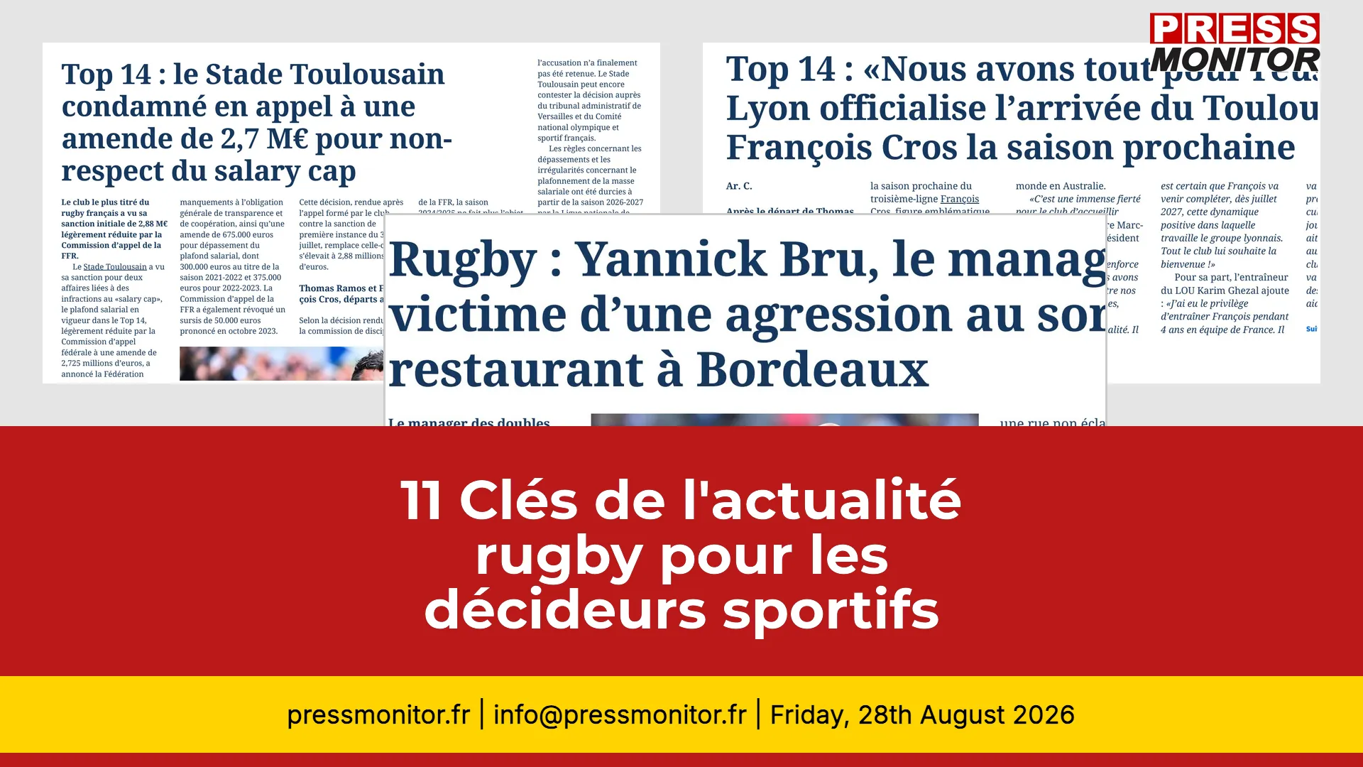 11 Clés de l'actualité rugby pour les décideurs sportifs