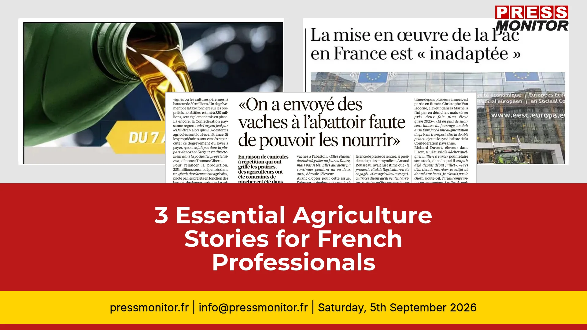 3 Essential Agriculture Stories for French Professionals