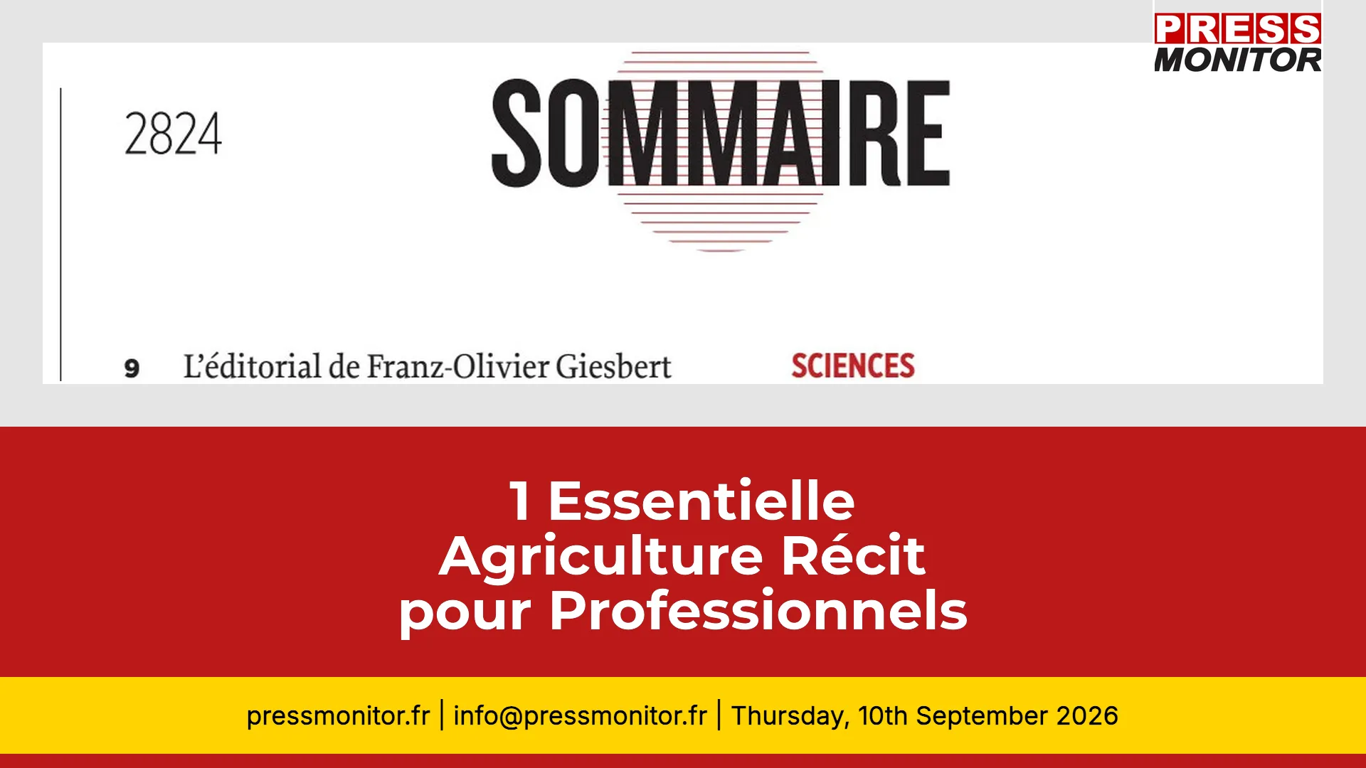 1 Essentielle Agriculture Récit pour Professionnels