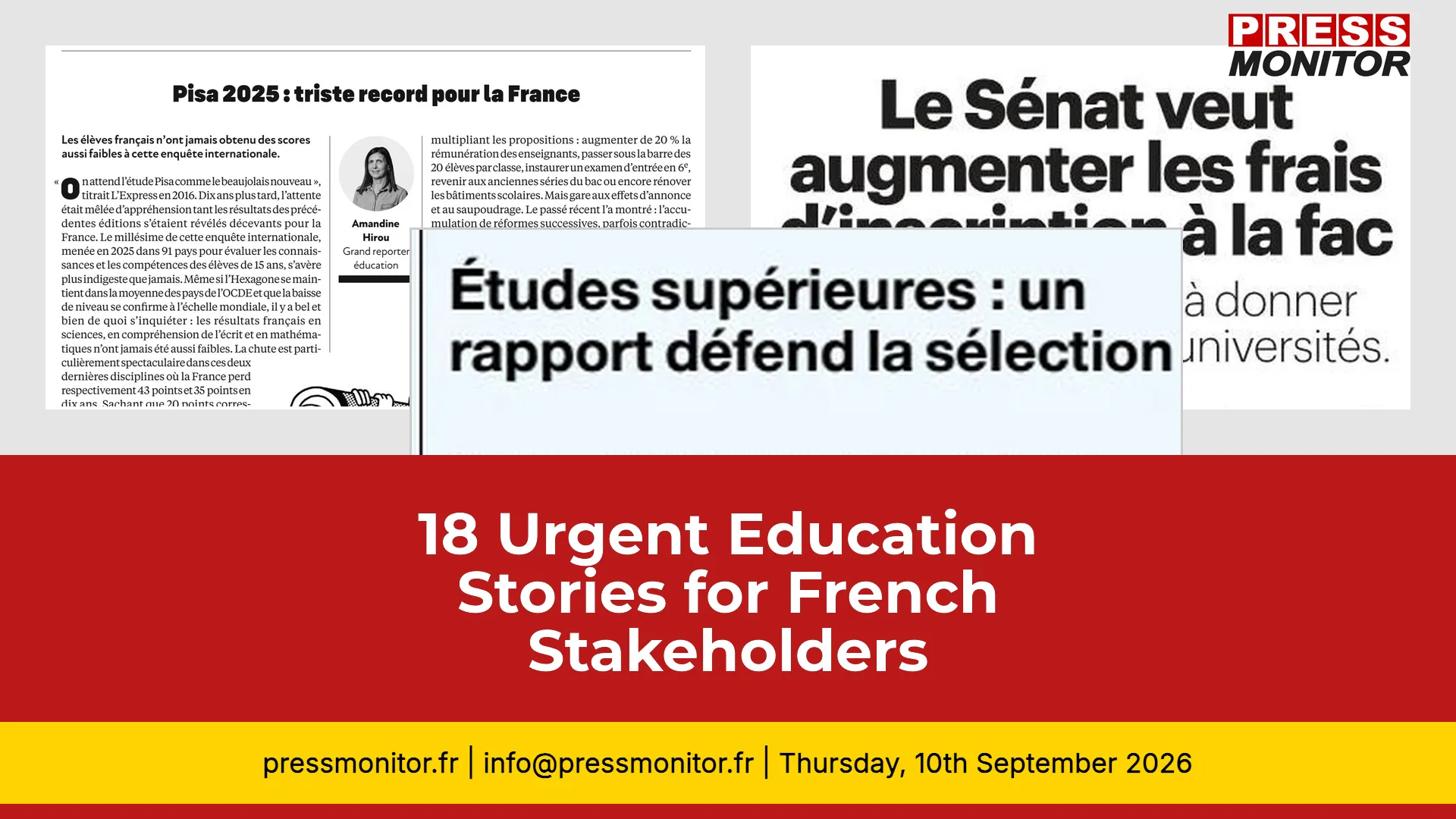 [18] Urgent Education Stories for French Stakeholders
