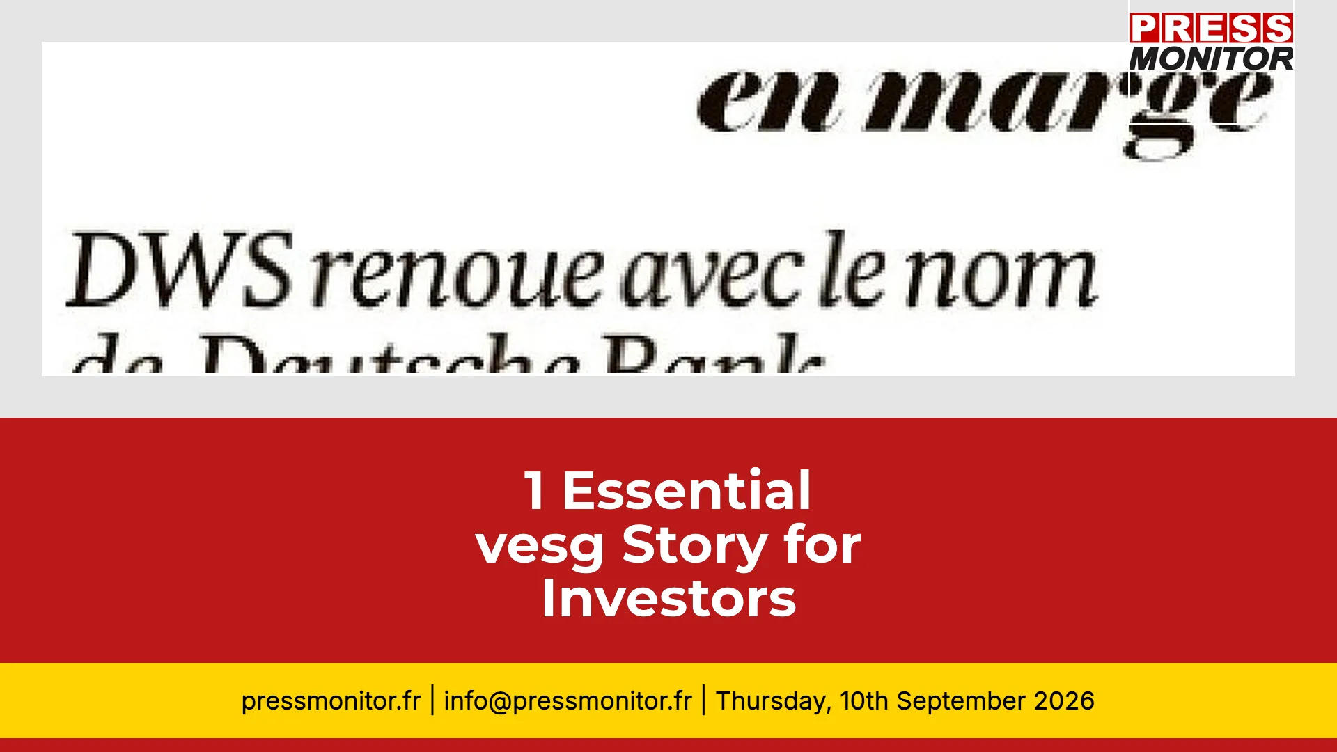 1 Essential vesg Story for Investors
